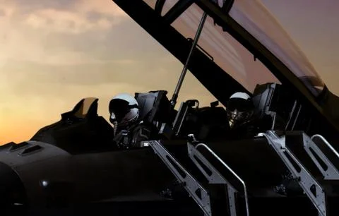 Fighter pilot getting ready to take off Stock Photos