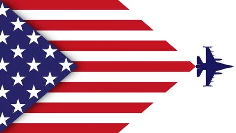 The fighter plane and the USA Flag with alpha matte Illustrazione stock