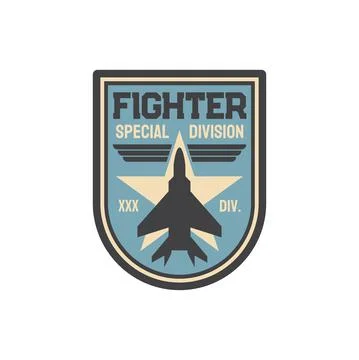 Fighter plane army chevron insignia aviation squad Stock Illustration