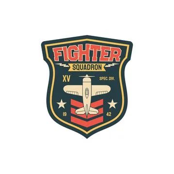 Fighter plane army chevron insignia aviation squad Illustrazione stock
