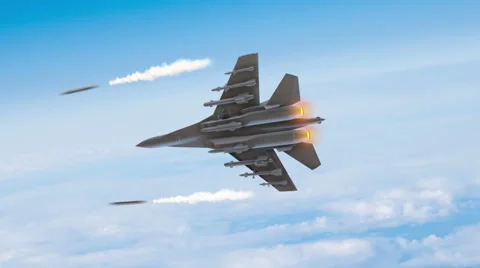 Fighter Plane Attacking - CG Stock Footage 66269726