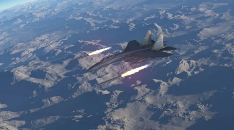 Fighter Plane Attacking - CG Stock Footage 66269738
