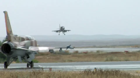 Fighter plane landing Stock Footage 37010518