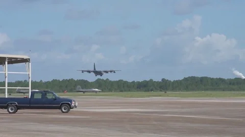 Fighter plane landing on runway - 2017 Stock Footage 84740150