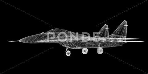 Fighter plane model, body structure, wire model イラスト素材