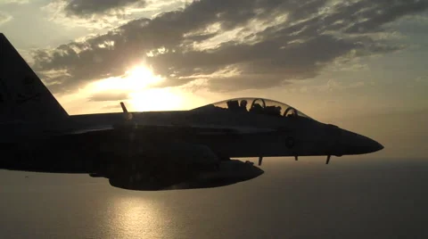 Fighter plane sunset Stock Footage 51236543