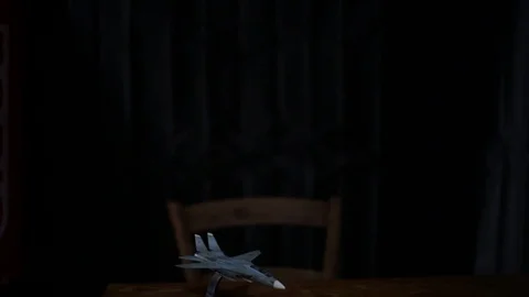 Fighter plane toy on the table. Stock Footage 114927211