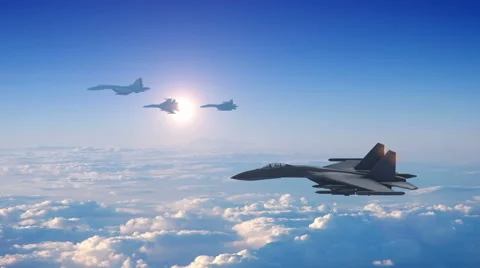 Fighter Planes Attacking - CG Stock Footage 66278669