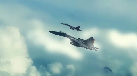 Fighter Planes Flying - CG Stock Footage 66278677