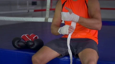 Fighter Prepares for Training Stock Footage 69998897