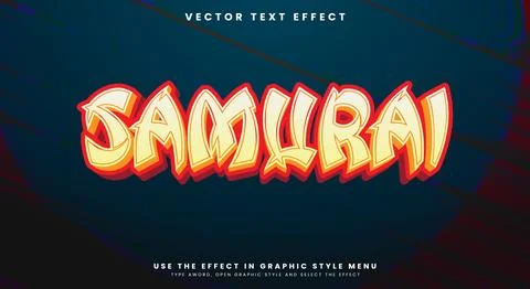 Fighter Samurai 3D editable text effect Stock Illustration