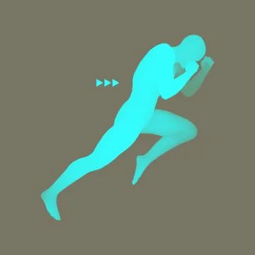 Fighter. Sports concept. 3D Model of Man. Stock Illustration