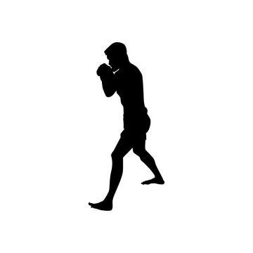 Fighter stance position silhouette in mixed martial arts pose Stock Illustration