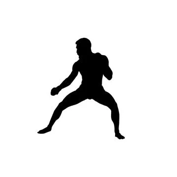 Fighter stance position silhouette in mixed martial arts pose Stock Illustration