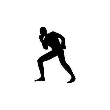 Fighter stance position silhouette in mixed martial arts pose Stock Illustration
