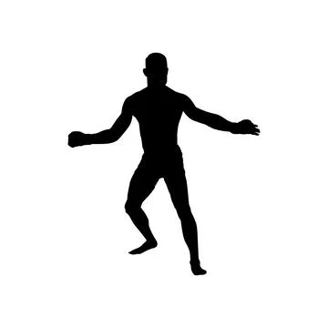 Fighter stance position silhouette in mixed martial arts pose Stock Illustration