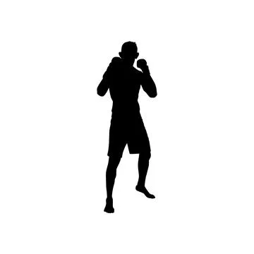 Fighter stance position silhouette in mixed martial arts pose Stock Illustration