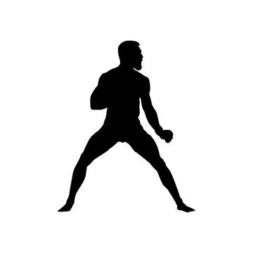 Fighter stance position silhouette in mixed martial arts pose Stock Illustration