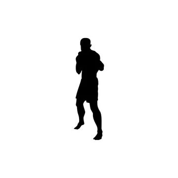 Fighter stance position silhouette in mixed martial arts pose Stock Illustration