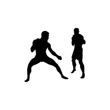 Fighter stance silhouette in an intense combat fight, martial arts pose Illustrazione stock