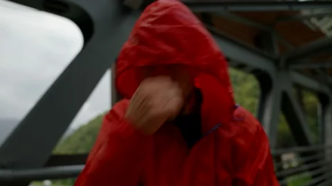 Fighter is striking air, punching to camera, training and practice in nature Stock Footage 163331356