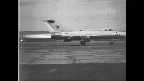 Fighter takeoff from a military base. Soviet Army Vídeos de archivo 220723347