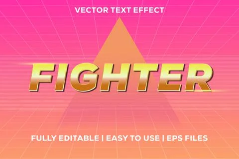 Fighter text effect 80's style Stock Illustration