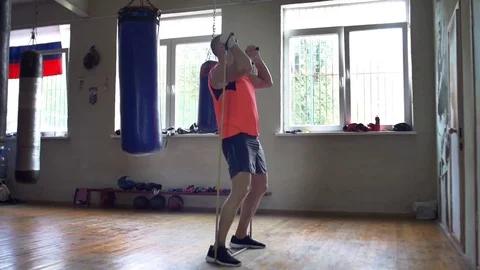 Fighter Training in the Gym Stock Footage 69998810