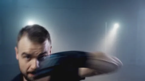 Fighter training punches looking at camera. Sportsman boxing in camera. Stock-Footage 277149974