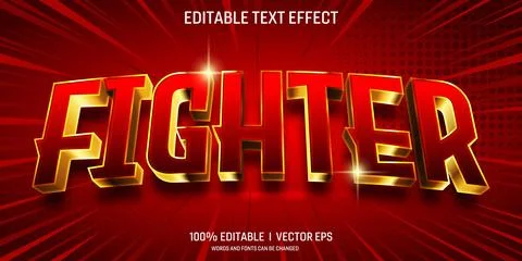 Fighter vector 3d text effect with modern style design Stock Illustration