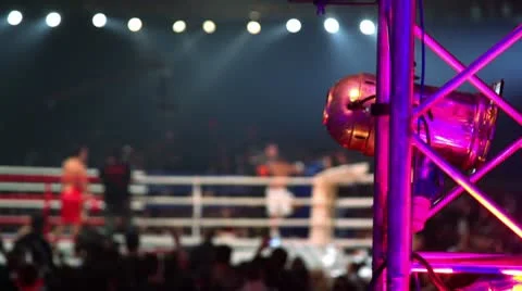 Fighters on boxing ring unfocused Stock Footage 10790447