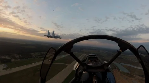 Fighters on a collision course Stock Footage 100295746