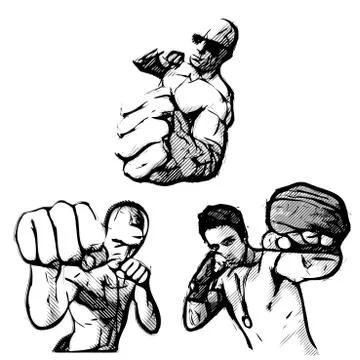 Fighters illustrations Stock Illustration