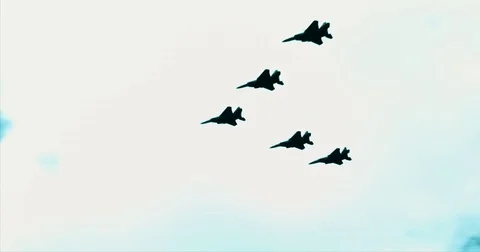 Fighters Jets In Formation. Stock Footage 75155321