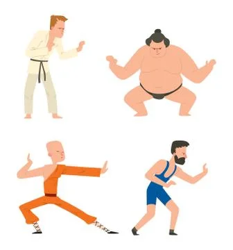 Fighters people vector set Stock Illustration