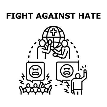 Fighting against hate and social misunderstanding Stock Illustration