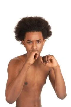 Fighting black boy Foto stock