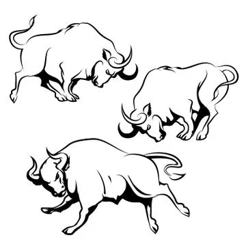 Fighting Bull Set Stock Illustration
