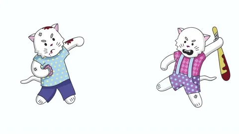 Fighting cats. White background. Cute. Stock Footage 202154561