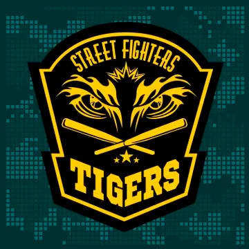 Fighting club emblem - tiger Eye. Labels, badges, logos. Monochrome graphic Stock Illustration