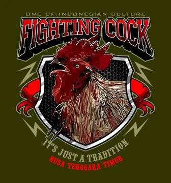 Fighting cock and shield vector template Stock Illustration