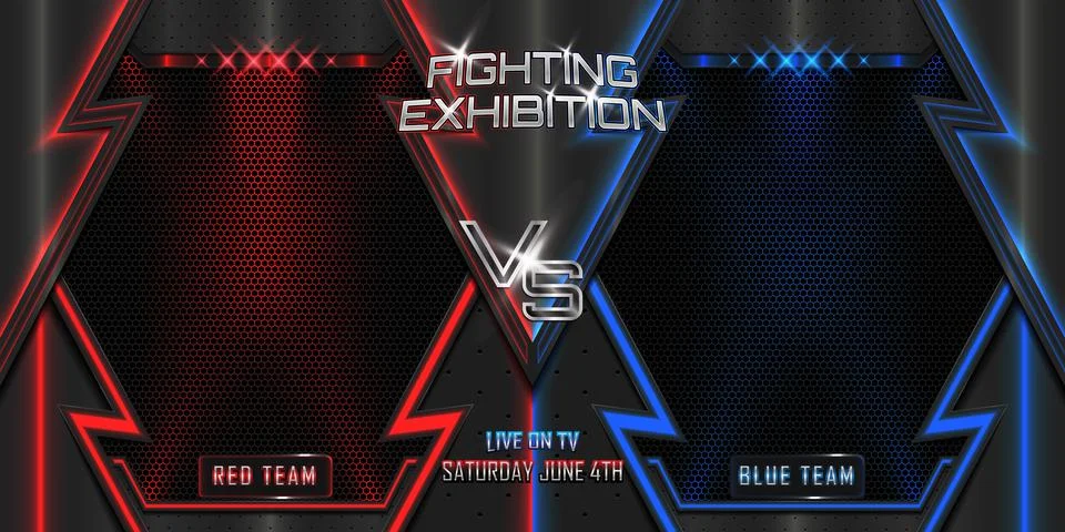 Fighting exhibition versus horizontal background realistic 3d style effect Stock Illustration