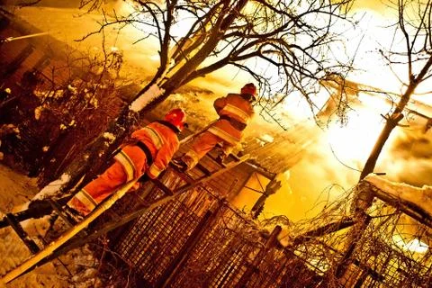 Fighting with the fire Stock Photos