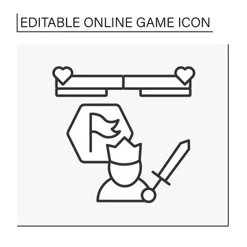 Fighting game line icon Stock Illustration