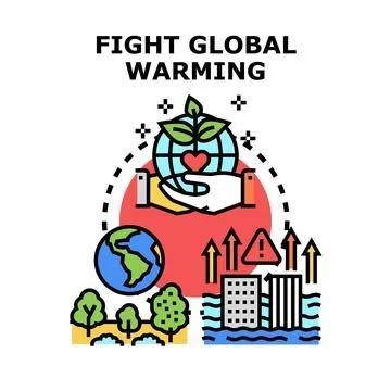Fighting global warming and climate change concept Stock Illustration