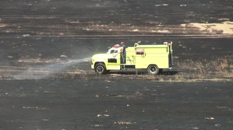 Fighting Grass Fire Stock Footage 54754691