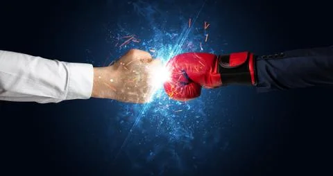 Fighting hands with different elements concept Stock Photos