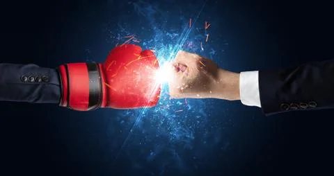 Fighting hands with different elements concept Foto stock