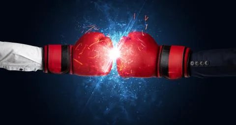 Fighting hands with different elements concept Foto stock