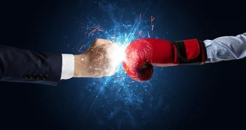 Fighting hands with different elements concept Foto stock